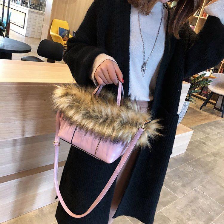 Leisure Fashion PU Leather Slant Shoulder Bag(Pink)