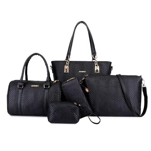 5 in 1 Casual PU Shoulder Bag Weave Pattern Ladies Handbag Messenger Bag