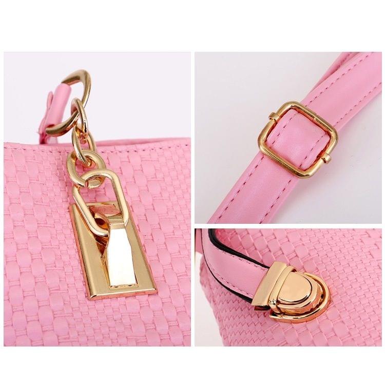 5 in 1 Casual PU Shoulder Bag Weave Pattern Ladies Handbag Messenger Bag