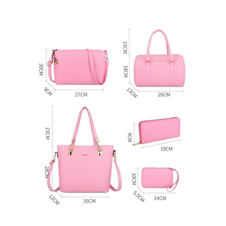 5 in 1 Casual PU Shoulder Bag Weave Pattern Ladies Handbag Messenger Bag