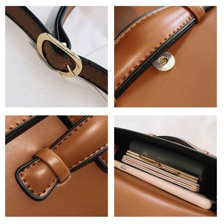Leisure Fashion PU Leather Slant Shoulder Bag (Brown)