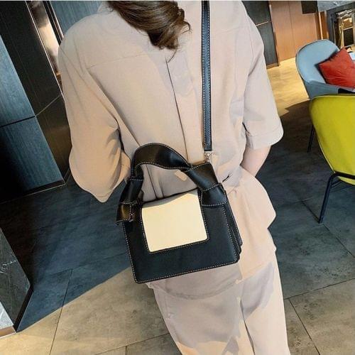 Color Matching Casual Small Square Bag Shoulder Bag Ladies Handbag Messenger Bag (Black)