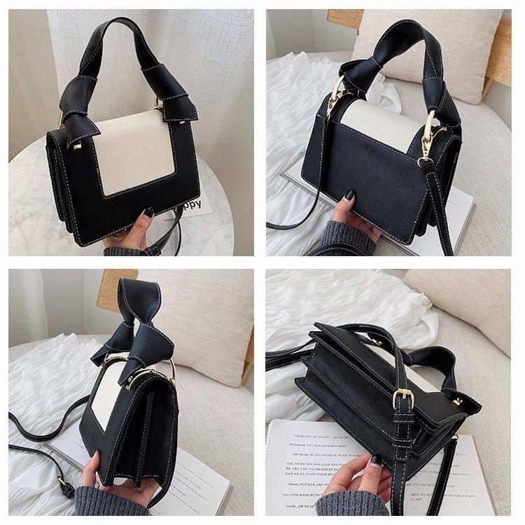 Color Matching Casual Small Square Bag Shoulder Bag Ladies Handbag Messenger Bag (Black)