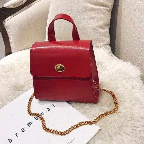 PU Leather Chain-strap Single Shoulder Bag Ladies Handbag Messenger Bag (Red)