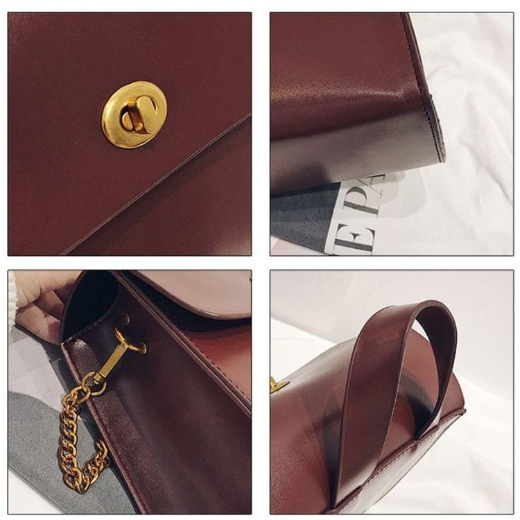 PU Leather Chain-strap Single Shoulder Bag Ladies Handbag Messenger Bag (Red)