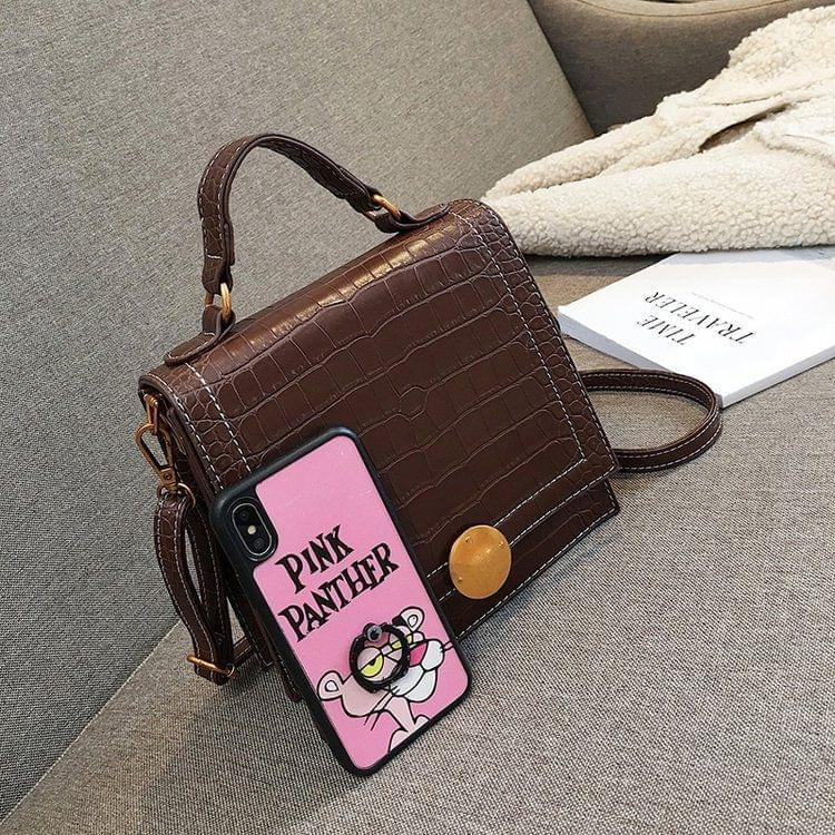 Casual PU Shoulder Bag Ladies Handbag Messenger Bag (Wine Red)