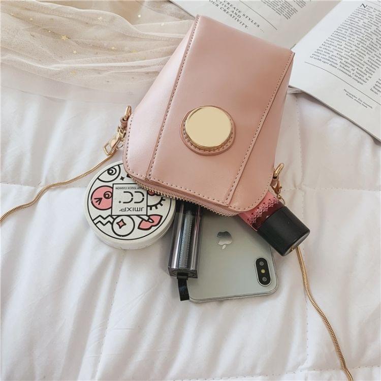 PU Leather Chain Single Shoulder Bag Ladies Handbag Messenger Bag (Pink)