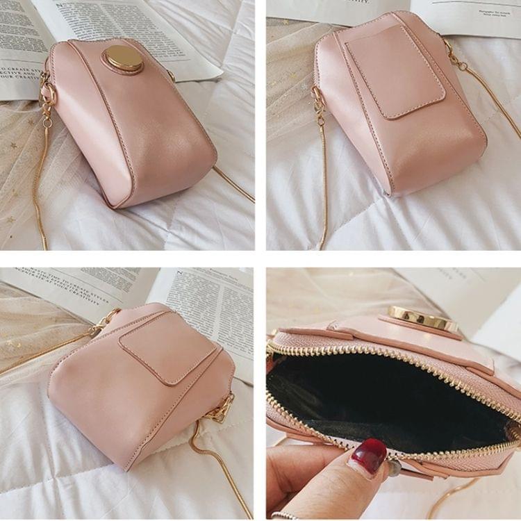 PU Leather Chain Single Shoulder Bag Ladies Handbag Messenger Bag (Pink)
