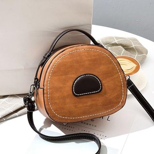 Leisure Fashion PU Slant Shoulder Bag Handbag(Brown)