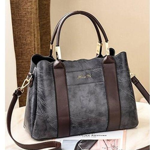 Leisure Fashion PU Slant Shoulder Bag Handbag(Grey)