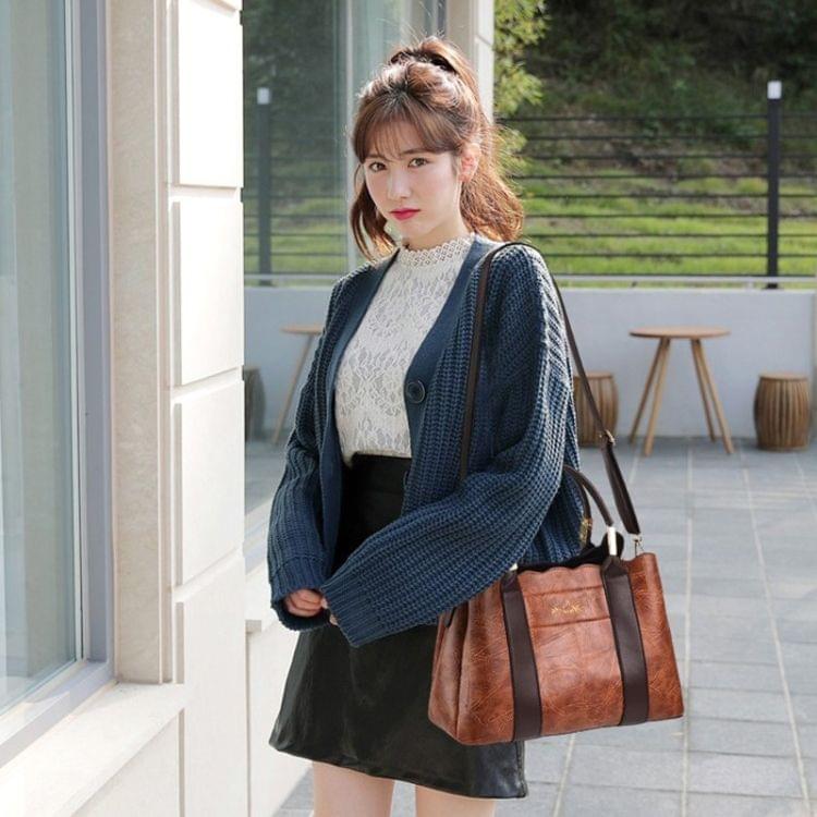 Leisure Fashion PU Slant Shoulder Bag Handbag(Grey)