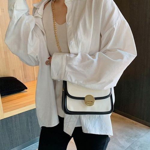 Lock Buckle PU Leather Single Shoulder Bag Ladies Handbag Messenger Bag (Black)