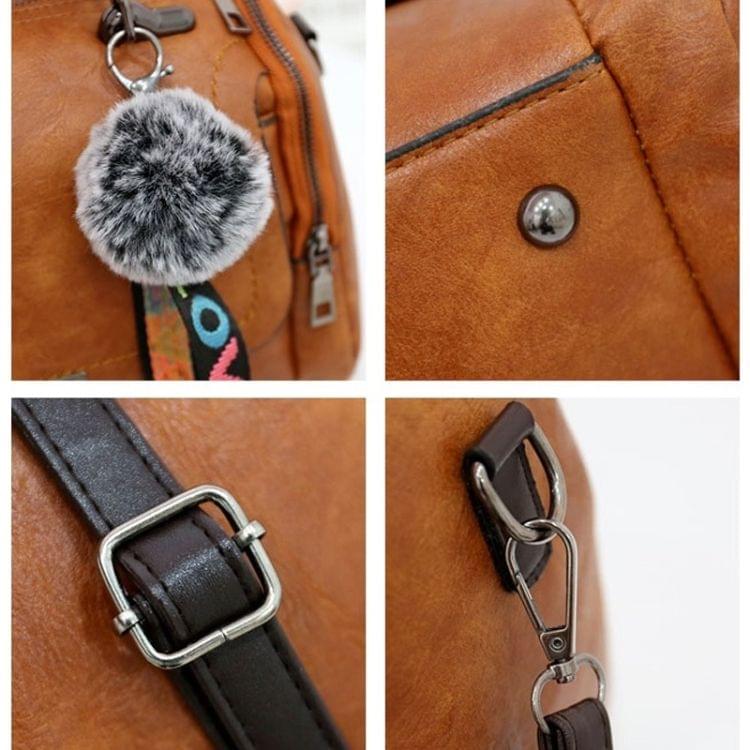 PU Leather Shoulder Bag Ladies Handbag Messenger Bag with Plush Ball