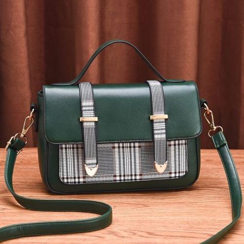 Leisure Fashion PU Slant Shoulder Bag Handbag(Green)
