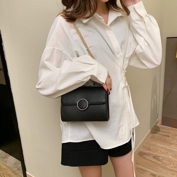 Leisure Fashion PU Leather Slant Shoulder Bag(Black)
