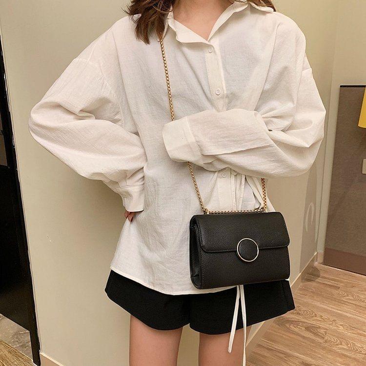 Leisure Fashion PU Leather Slant Shoulder Bag(Black)