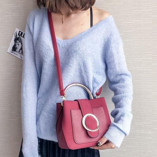 Leisure Fashion PU Leather Slant Shoulder Bag Handbag (Red)