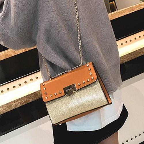 Leisure Fashion PU Leather Chain Slant Shoulder Bag (Brown)