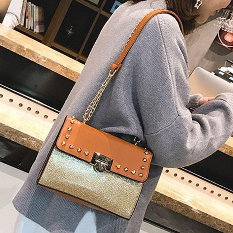 Leisure Fashion PU Leather Chain Slant Shoulder Bag (Brown)