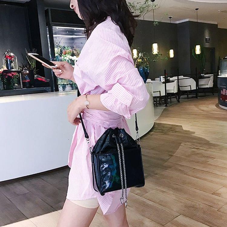 Leisure Fashion PU Leather Slant Shoulder Bag (Black)