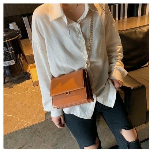 PU Leather Chain-strap Single Shoulder Bag Ladies Handbag Messenger Bag (Brown)