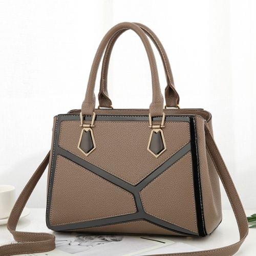 Leisure Fashion PU Slant Shoulder Bag Handbag(Khaki)