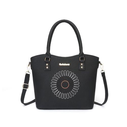 Leisure Fashion PU Slant Shoulder Bag Handbag(Black)