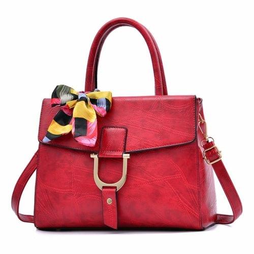 Leisure Fashion PU Slant Shoulder Bag Handbag(Red)