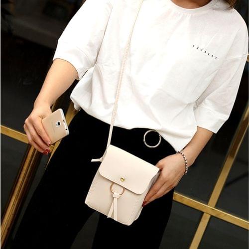 Leisure Fashion PU Leather Slant Shoulder Bag Handbag(White)