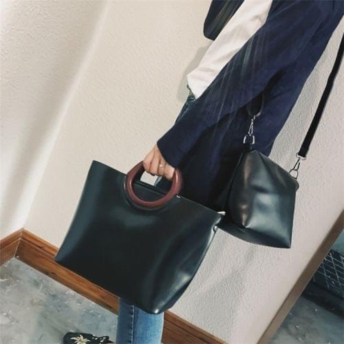 Leisure Fashion PU Leather Slant Shoulder Bag Handbag (Black)