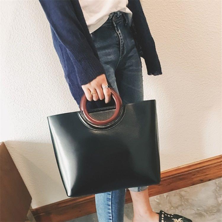 Leisure Fashion PU Leather Slant Shoulder Bag Handbag (Black)