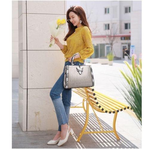 Casual PU Shoulder Bag Ladies Handbag Messenger Bag (Grey)