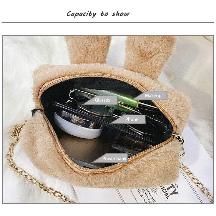 Plush Rabbit Bag Women Handbag Chain-strap Crossbody Bag