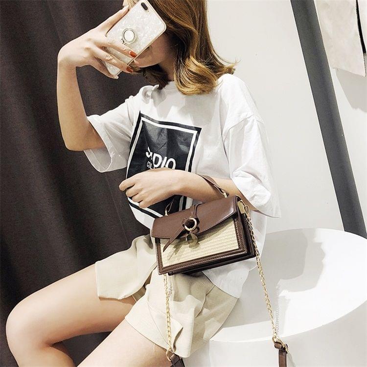 Leisure Fashion PU Leather Slant Shoulder Bag Handbag (Coffee)