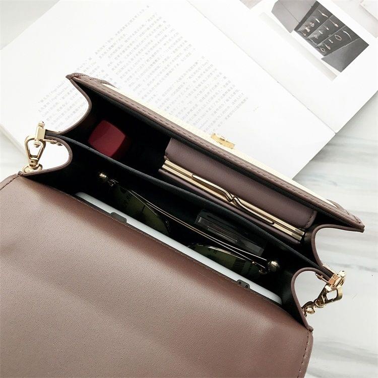 Leisure Fashion PU Leather Slant Shoulder Bag Handbag (Coffee)