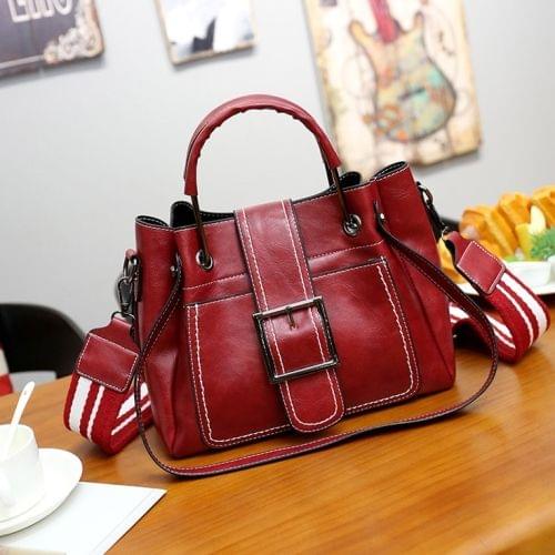 Casual PU Shoulder Bag Ladies Handbag Messenger Bag (Red)