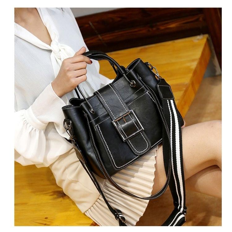 Casual PU Shoulder Bag Ladies Handbag Messenger Bag (Black)