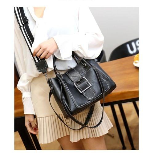 Casual PU Shoulder Bag Ladies Handbag Messenger Bag (Black)