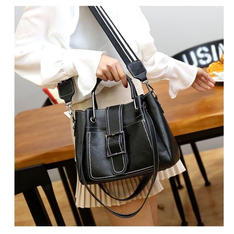 Casual PU Shoulder Bag Ladies Handbag Messenger Bag (Black)