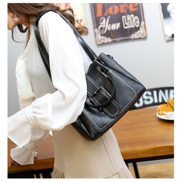 Casual PU Shoulder Bag Ladies Handbag Messenger Bag (Black)