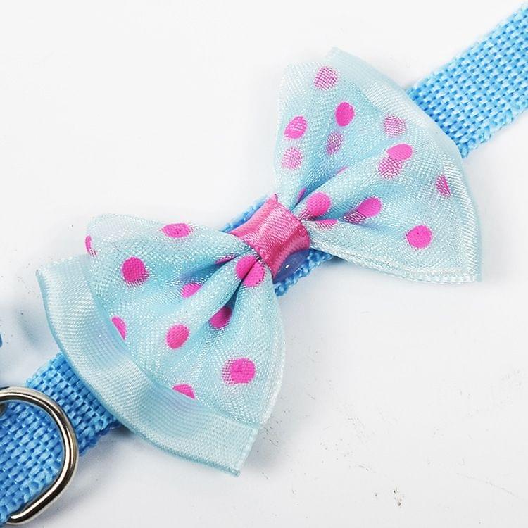 Adjustable Bow Knot Bell Collar Cat Dog Collars Pet Supplies(Sky Blue)