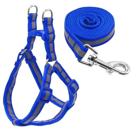 Small Medium Dogs Nylon Reflective Dog Leash Lead Set, Size:M(Blue)