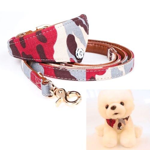 Pet Cat Dog Adjustable Collar Neck Scarf Triangular Bandage Bandana and Leash, Size:1.3 * 42cm(Colour)