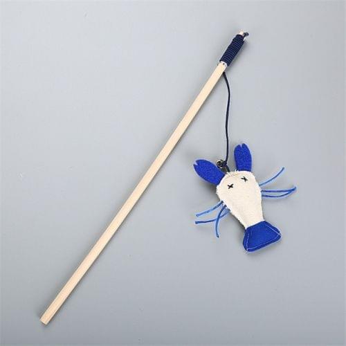 2 PCS CT264 Pet Cat Toy Feather Dog Toy Cat Tease Wooden Stick Toy(Shrimp)