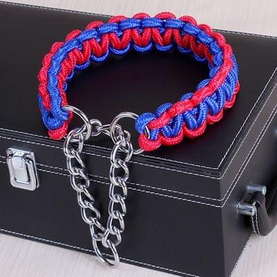 Large Dog German Shepherd Walk the Dog P Chain Necklet Collar for Medium and Large Dogs, Color:Blue Red(M)