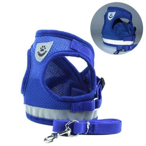 Adjustable Polyester Mesh Reflective Vest Lead Leash for Pet Dog, Size:XL(Blue)