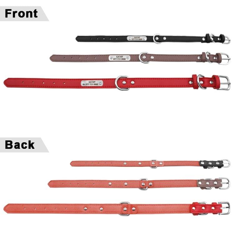 PU Leather Dog Collar Durable Padded Personalized Pet ID Collars for Small Medium Large Dogs Cat, Size:S(Black)