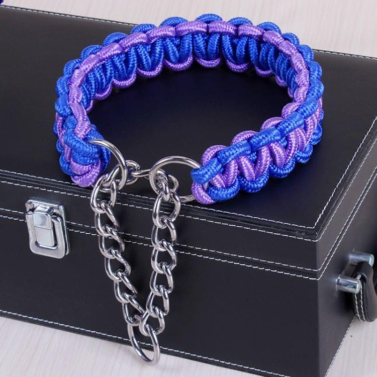 Large Dog German Shepherd Walk the Dog P Chain Necklet Collar for Medium and Large Dogs, Color:Pink Purple(M)