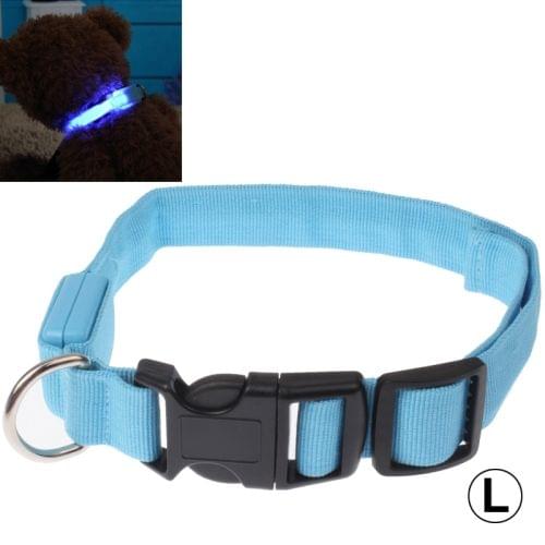 Adjustable 3-Mode LED Flashing Dog Collar, Size: L(Blue)