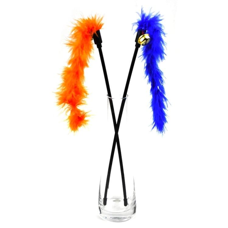 Pet Interactive Toy Colorful Feathers Tease Cat Stick Interactive Cat Toy Feather Toys Pet Supplies(Random Color Delivery)